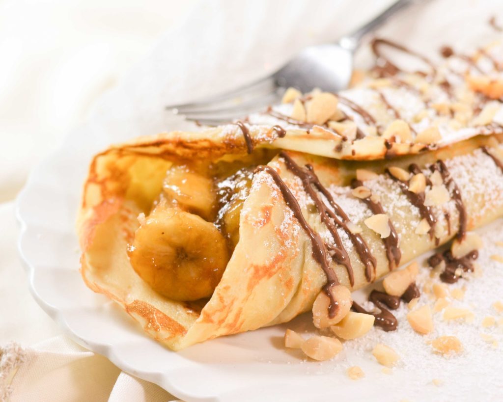 15-Minute Crepes with Caramelized Bananas and Nutella