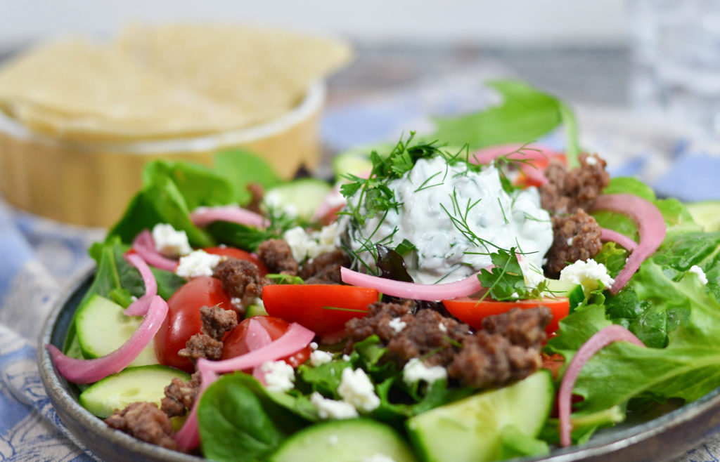 Middle Eastern Salad with Garlic-Yogurt Dressing
