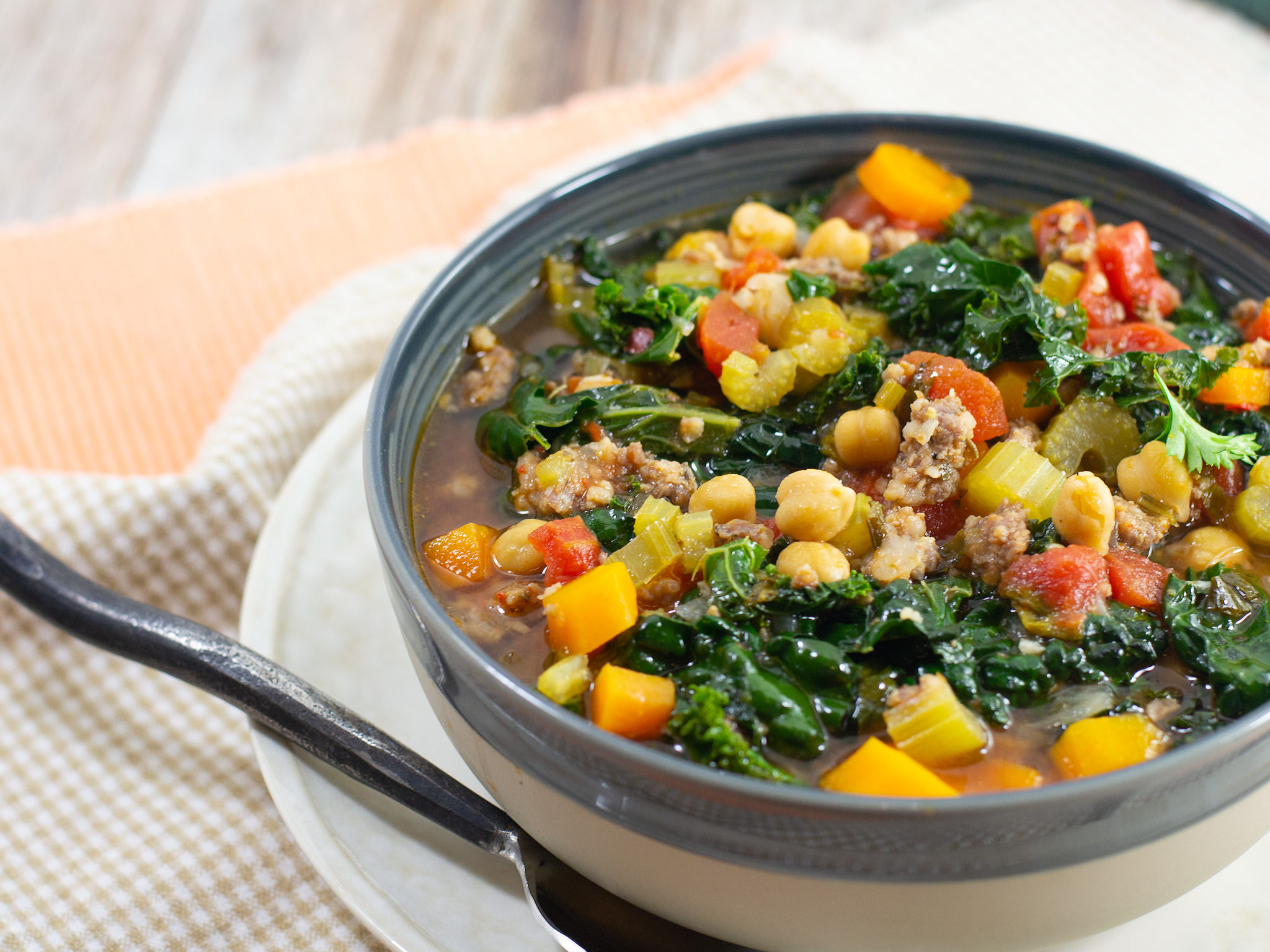 Instant Pot Spicy Kale and Sausage Soup